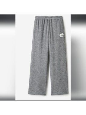 Roots Sweat Pants wide leg Crop Athletic Grey cotton Fleece Size Unisex L Fit XL